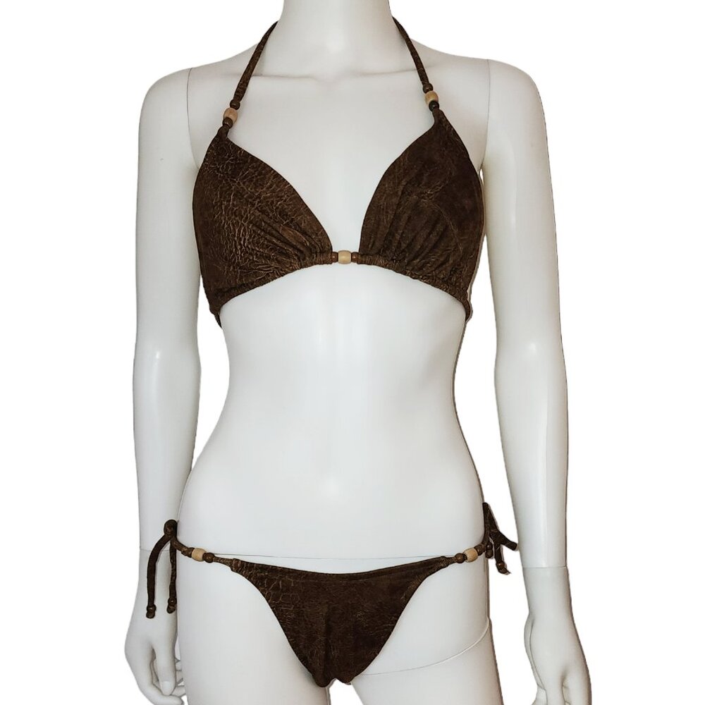 Beaded Bikini with Glass and Wood Beads (3 Pieces)
